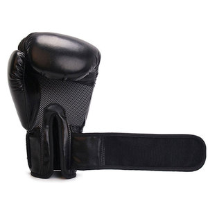 Gants de boxe en cuir noir et jaune Econex Sports, fermeture à boucle complète, logo personnalisable, sangle de poignet, entraînement pour adultes - Product Image 3