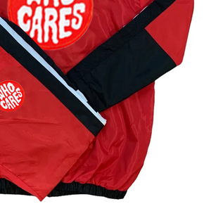 Unisex Red Black Color Blocking Hooded Tracksuit Set Windproof Zipper <b>Jacket</b> Drawstring Pants Streetwear Style Adult Spring Wear - Product Image 2