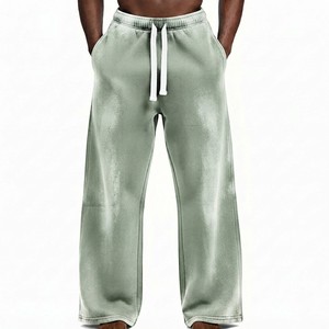 Pantalon de jogging pour homme en coton épais, coupe décontractée, effet délavé, avec cordon de serrage, poches latérales, style vintage - Product Image 5