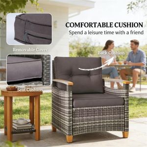 Conjunto de Muebles de Terraza Gris para Exteriores, Juego de Jardín para Vivir al Aire Libre - Product Image 3