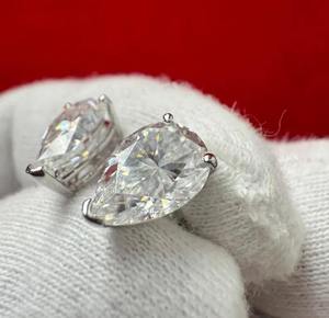 Pendientes Clásicos de Perlas de Agua Dulce para Mujer, con Moissanita de Corte Redondo, Plata 925, para Boda, Compromiso, Aniversario o Fiesta - Product Image 6
