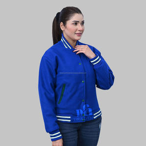 Broderie personnalisée en coton polaire à manches longues Varsity Jacket col montant Streetwear avec revêtement coloré pour l'hiver - Product Image 5