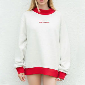 Sudadera de Felpa de Algodón de Dos Tonos, Personalizada, de Alta Calidad, para Mujer, Cuello Redondo, Corte Holgado, con Hombros Caídos y Cuello Simulado - Product Image 2