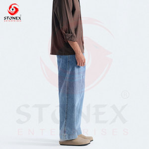 Pantalones Vaqueros de Mezclilla Azul Medio para Hombre, Corte Relajado, al por Mayor, Estilo Casual, Pierna Recta, Moda Urbana, Algodón - Product Image 2