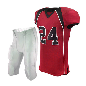 Ensemble de maillots de football américain personnalisés unisexe sans manches col en V imprimé numériquement sur le devant respirant anti-humidité en maille 100% - Product Image 1