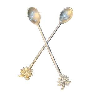 Cuillères à mélanger à long manche en acier inoxydable, motif palmier argenté, thème tropical, pour café et cocktails, bâtonnets décoratifs - Product Image 1