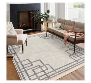 Alfombra Geométrica de Estilo Griego con Borde Personalizado, Alfombra Minimalista de Estilo Nórdico, Tapete Impreso de Alta Densidad, OEM/ODM Disponible - Product Image 1