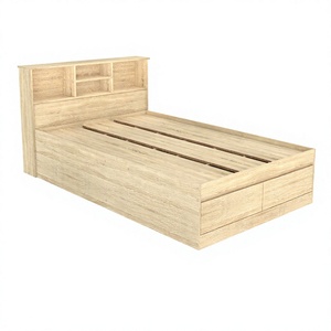 High Quality 2285 Modern Wood Super Single <b>Bed</b> <b>Frame</b> Storage Headboard Particle Board Bedstead With Drawers Natural Oak - Product Image 3