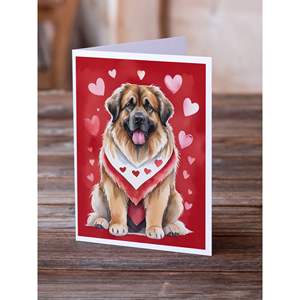 Leonberger My Valentine <b>Greeting</b> <b>Cards</b> Pack of 8 Whimsical A7 Size 5x7 Blank <b>Note</b> <b>Cards</b> with Envelopes - Product Image 2
