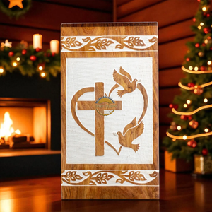 Urne funéraire artisanale en bois naturel pour cendres d'oiseaux, motif amour chrétien, boîte à cendres artistique, souvenir commémoratif par AYAANS - Product Image 4