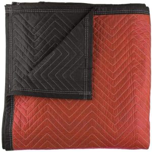 Manta de Mudanza Acolchada de Calidad Superior con Patrón Geométrico Chevron en Negro y Naranja Óxido, Manta de Mudanza Moderna Lista para Enviar - Product Image 2