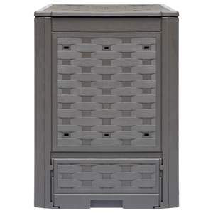 Composteur de jardin en plastique brun imitation rotin avec aérateur - Product Image 2