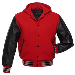 Wholesale High-Quality Men's Varsity <b>Jacket</b> with Sheep Fur Knitted Sleeve Buttons - Product Image 2
