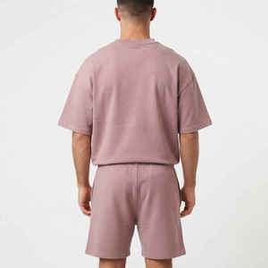 Conjunto de Sudadera y Pantalones Cortos para Hombre con Logotipo Personalizado, Camiseta y Pantalones Cortos con Cremallera, Conjuntos de Camisetas Holgadas Informales de Algodón y Poliéster - Product Image 6