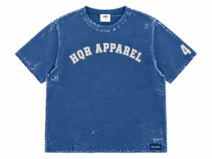 เสื้อยืดแขนสั้นสีแดงสำหรับผู้ชาย HQR APPAREL ผ้าคอตตอนถัก คอกลม สไตล์ลำลอง ดีไซน์โลโก้ด้านหน้า ทรงโอเวอร์ไซส์ สไตล์วินเทจ - Product Image 3