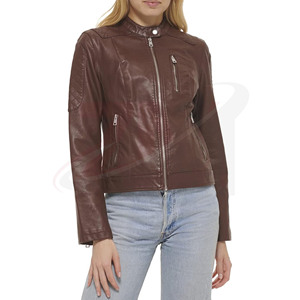Vestes en cuir tendance couleur marron pour l'hiver, avec manches longues, pour femmes et unisexe. - Product Image 1