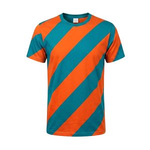 Camiseta Premium para Hombre con Paneles de Rayas Rojas, Blancas y Azul Marino, Algodón Grueso Transpirable, Corte y Confección Urbana, Cuello Redondo - Product Image 4