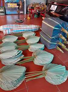 Éventail ovale en feuille de bambou écologique du Vietnam, fait main, moderne, pour décoration de mariage et cadeau, taille personnalisable - Product Image 6