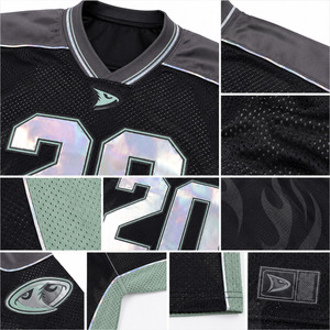 Camiseta de Fútbol Americano Negra Personalizada para Hombre, Número 20, Sublimada, de Malla, Cuello en V, Manga Corta, Transpirable, Ropa Deportiva - Product Image 6