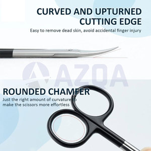 Ciseaux à cuticules courbés en acier inoxydable avec manche noir pour manucure professionnelle et soins des ongles de précision - Product Image 5