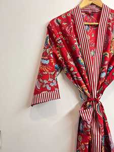 Wholesale Women's Tiger Print Cotton Breathable Drawstring Closure Kimono Dressing Gown Long Beach Wear Hotel <b>Bath</b> Robe - Product Image 3