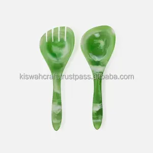 Utensilios para Servir Ensaladas de Resina Hechos a Mano, Ecológicos, Aptos para Lavavajillas, Libres de BPA, Diseño con Patrón de Mármol, Versátiles para Hogar, Hotel, Cantina - Product Image 6