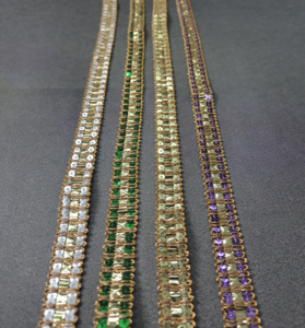 Adornos de Encaje con Patrón Floral Metálico, Ecológicos y Tradicionales, para Velos de Novia, Vestidos, Trajes de Escenario y Festivales - Product Image 1