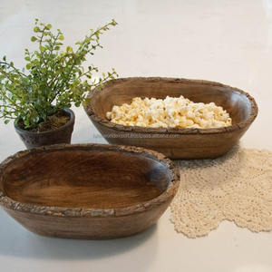 Bol de service rond en bois fabriqué en bois naturel avec impression émaillée pour l'organisation de la cuisine de Falak World Export - Product Image 1