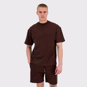 Men's Dark Brown T-Shirt And Shorts <b>Set</b> Two Piece Oversized Crewneck Tee With Matching Shorts Casual Activewear Lounge Wear - Product Image 6