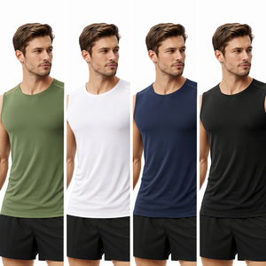 Débardeur de sport et fitness pour homme, col rond, en coton fin, respirant, couleur unie, idéal pour l'été - Product Image 5