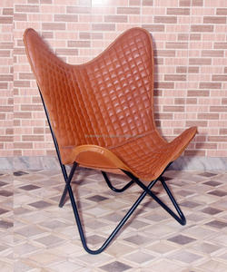 100% Silla de mariposa de cuero genuino sala de estar jardín portátil plegable silla relajante decoración del hogar regalo Silla de cuero de vaca - Product Image 2