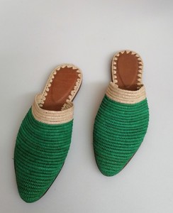 Chaussures en raphia naturel, Pantoufles en raphia pour femmes, Pantoufles en raphia faites à la main, Sandales d'été, Mules en raphia, Raphia marocain - Product Image 2