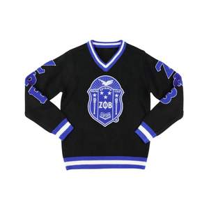 เสื้อสเวตเตอร์ถักคอวีสีดำ Zeta Phi Beta ปักลายตราสัญลักษณ์สไตล์วินเทจ เสื้อคลุมคาร์ดิแกนสำหรับผู้หญิง เสื้อผ้าฤดูหนาว ผลิตจากวัสดุหลากหลายชนิด - Product Image 1