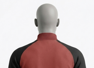 Survêtement rouge zippé pour homme, manches raglan, coupe classique, veste décontractée en tricot avec col montant, vêtements d'automne - Product Image 4