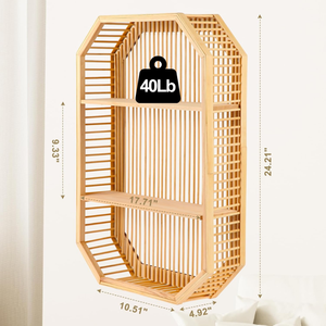 Wholesale Premium Natural Bamboo Octagon <b>Shelf</b> Luxury Design for Hotel Spa Restaurant Interior Decoration - Product Image 3