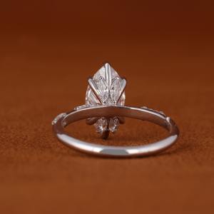 Anillos de Compromiso Ajustables para Mujer, con Diamante Cultivado en Laboratorio IGI, Corte Brillante, Oro Blanco Sólido de 14K, Diseño Moderno - Product Image 4