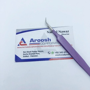 Pinzas de pestañas moradas de 45 grados de acero inoxidable sostenible de alta calidad al por mayor con punta puntiaguda de logotipo personalizado - Product Image 4