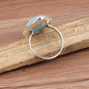 Anillo de Larimar Natural AAA en Forma de Pera, Plata de Ley 925, Larimar Genuino en Forma de Lágrima, Clásico para Boda, Gema Azul Océano Rara, Joyería Fina - Product Image 6