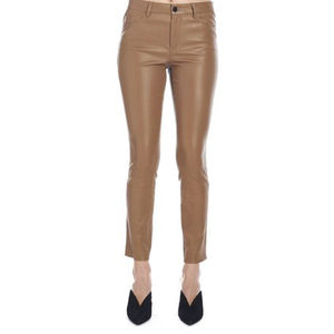 Pantalones de Cuero Verde Personalizados para Mujer, Nuevo Diseño, Estilo Casual para Invierno, Talla Grande XL, con Logotipo y Frente Plano, Cintura Media - Product Image 6