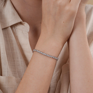Pulsera de Diamantes de Laboratorio de Lujo con Corte Brillante Redondo de 10 Puntas para Mujer, Certificada por IGI, Oro de 14K, Elegante para Bodas y Fiestas - Product Image 4