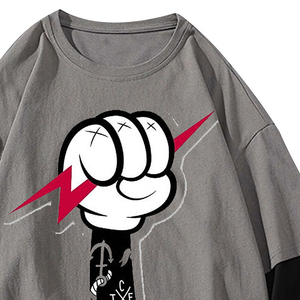 เสื้อยืดแขนยาวโอเวอร์ไซส์สำหรับผู้ชาย คอกลม แต่งขอบตัดกัน ผ้าฝ้ายเจอร์ซีย์ถัก 100% สีพื้นเรียบง่าย ดีไซน์เรียบๆ - Product Image 5