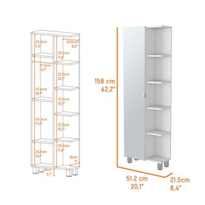Mobiletto in Lino a Cinque Ripiani con Specchio per Bagno, Stile Los Angeles - Product Image 4