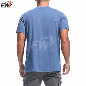 T-shirt homme 100% coton, nouvelle conception OEM, coupe ample, imprimé uni, respirant, décontracté, col rond, col en V, pour le fitness. - Product Image 5