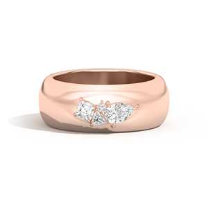 Diamond Statement <b>Ring</b> Bezel Setting 8mm Wide <b>Dome</b> Cigar Abstract Band Wholesale 14k 18k Gold Mixed Shape Lab Grown Manufacturer - Product Image 4