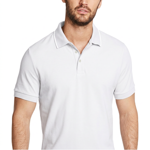 Polo de Manga Corta Negro para Hombre, Color Sólido, Tejido Transpirable, Estilo Casual - Product Image 2