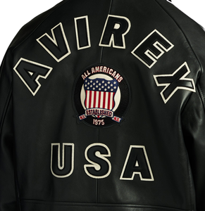 เสื้อแจ็คเก็ตหนังแท้สไตล์ไบค์เกอร์ Avirex สีดำ รุ่นคลาสสิค ยูนิเซ็กส์ สำหรับฤดูหนาว ตกแต่งด้วยผ้าแคนวาสด้านหน้า คุณภาพสูง ดีไซน์วินเทจ - Product Image 5