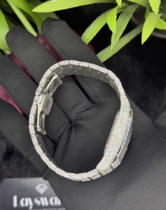 Reloj de Lujo con Incrustaciones de Diamantes Estilo Hip Hop, Cristal de Cuarzo VVS Moissanite, Esfera Cuadrada, Acero Inoxidable - Product Image 5