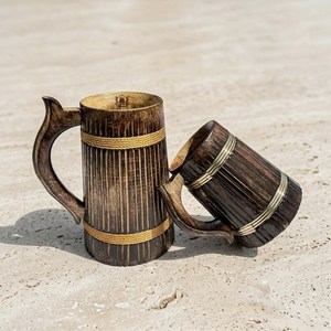 Taza de Madera de Mango Personalizada, Hecha a Mano y Pulida |   Taza rústica hecha a mano para bebidas |   Cerveza Coleccionable Personalizada para Regalo - Product Image 6