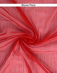 KV <b>Red</b> Chiffon Ready To Drape Bollywood Style <b>Saree</b> With Unstitched Blouse - Product Image 5