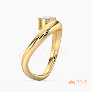 Moissanite <b>Open</b> Curve <b>Ring</b> for Women Gold Tone Engagement Anniversary Jewelry Elegant Daily Wear Style - Product Image 6